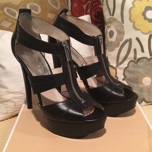 Michael Kors black leather platforms